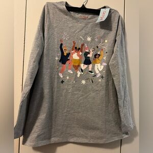 🆕 NWT CAT & JACK GIRLS LONG-SLEEVE GRAY TOP ( L 10/12)